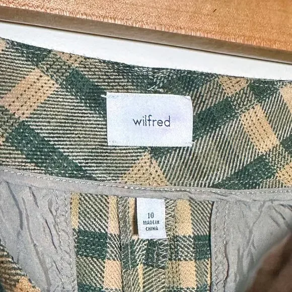 Wilfred Jallade High-Waisted Belted Textured Twill Pants - Green Plaid - 10 - Picture 4 of 8